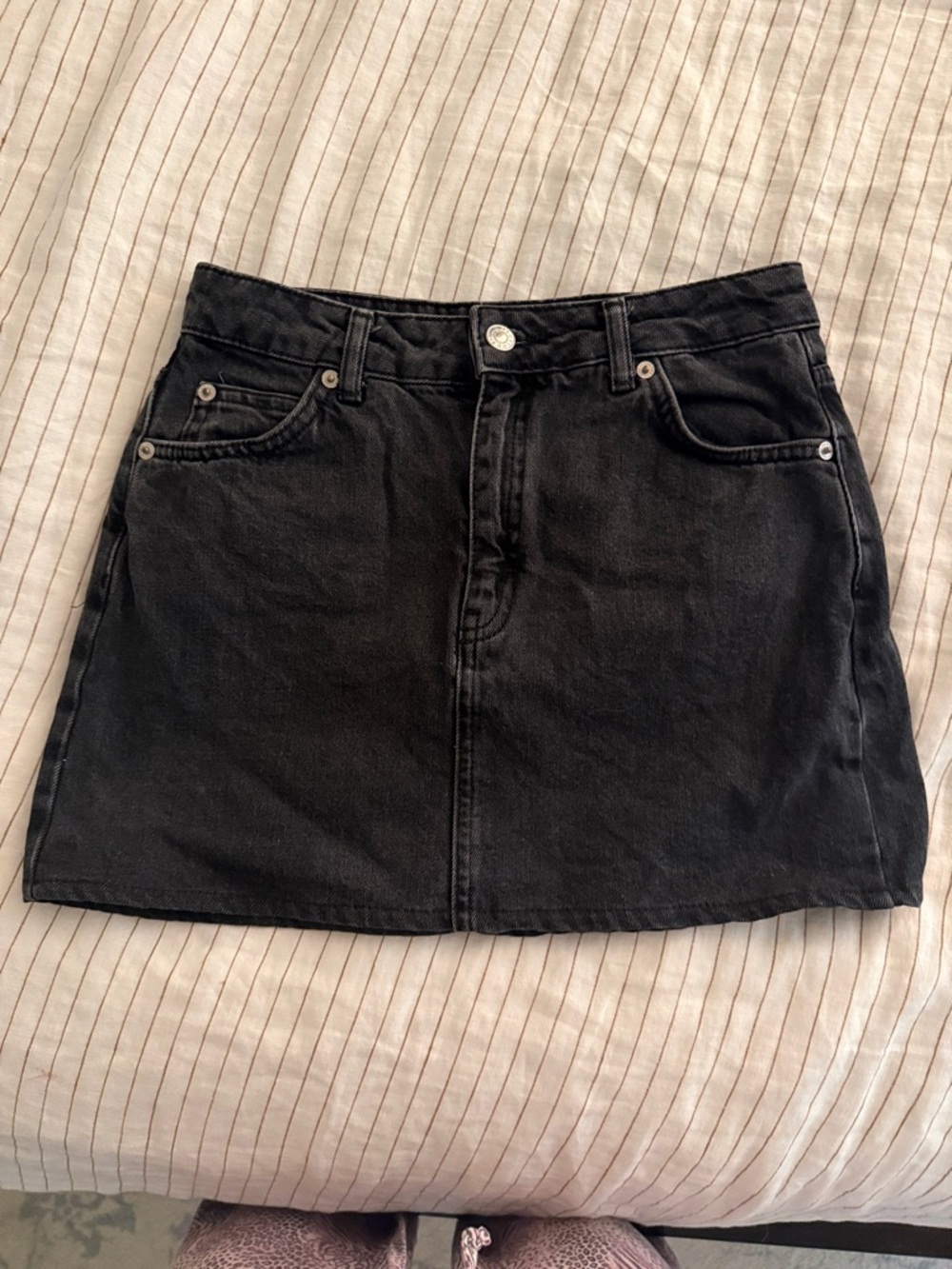 Black Denim Mini Skirt - Women's Classic Casual